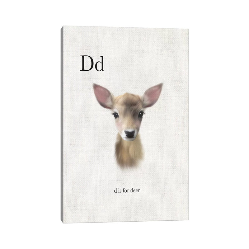 Décoration murale pour enfants «D Is For Deer», H 48 po x l 32 po x P 1,5 po, Toile tendue