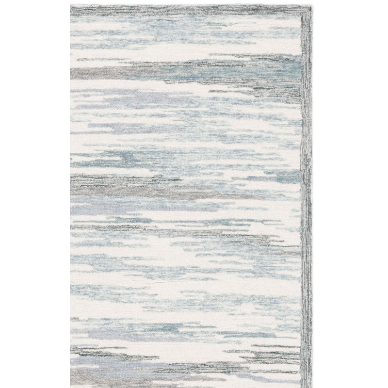 Tapis ivoire / gris en laine / coton touffeté à la main Lashonia 106, Rectangle 4 pi x 6 pi