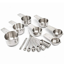  Measuring Cups and Spoons Set: U-Taste 18/8 Stainless Steel 12 Pieces  Metal Stacking Kitchen Baking Cooking Food Measure Set 7 Cups 5 Spoons with  Strengthened Weld Joints (Black, Upgraded Version): Home