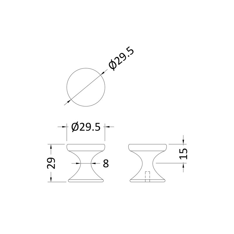 Indented Round Knob - Brushed Pewter