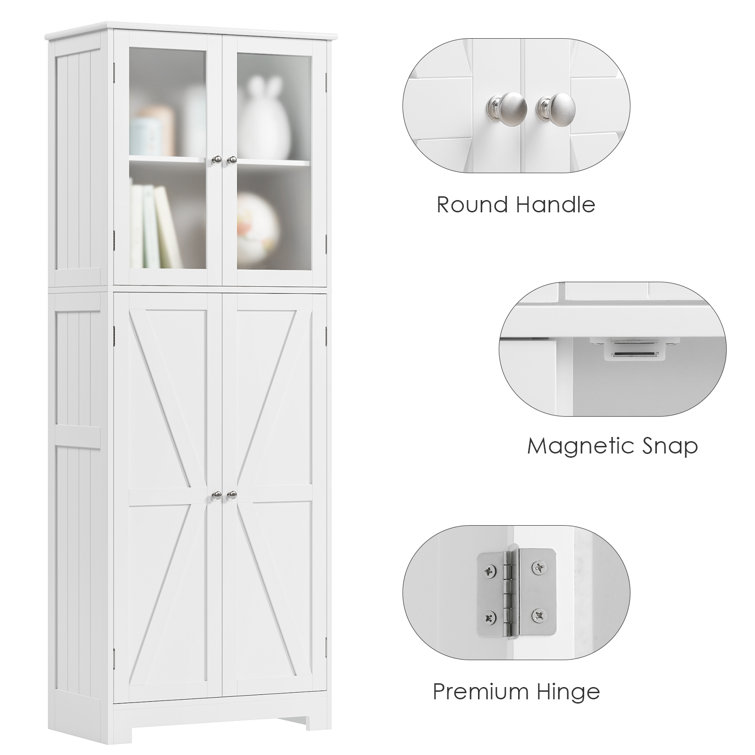 Livingandhome Freestanding Tall Bathroom Storage Cabinet W 350 x D 310 x H  1741 mm