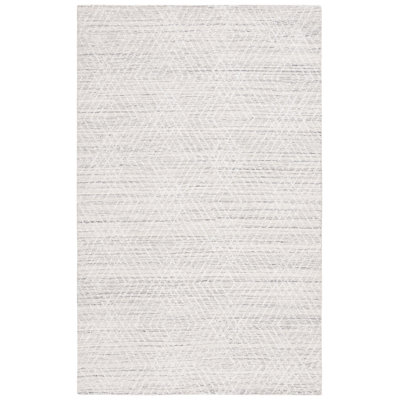 Kohde Abstract Hand Tufted Wool/Chenil/Cotton Geometric Rug in Silver/Ivory