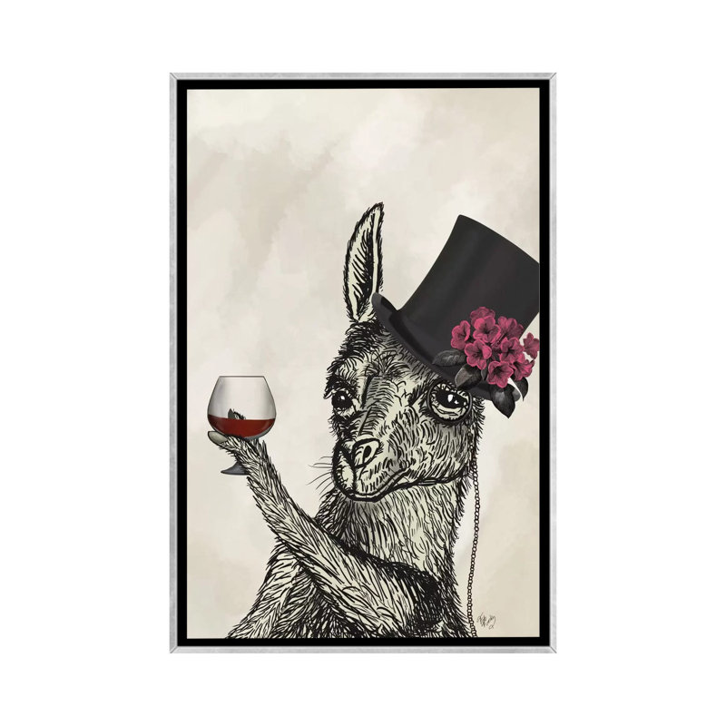 «Llama Lush II» par Fab Funky - impression d'art graphique, Toile avec cadre argenté, Aucun mat, H 26 po x l 18 po x 1,5 po