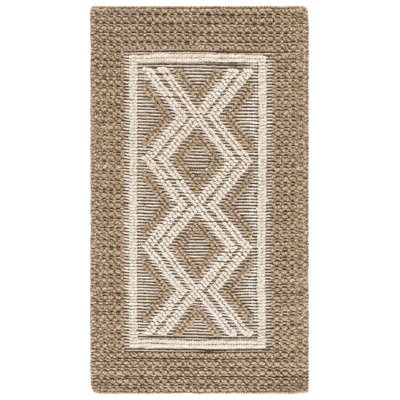 Tapis beige en laine / coton tissé à la main Kentshire
