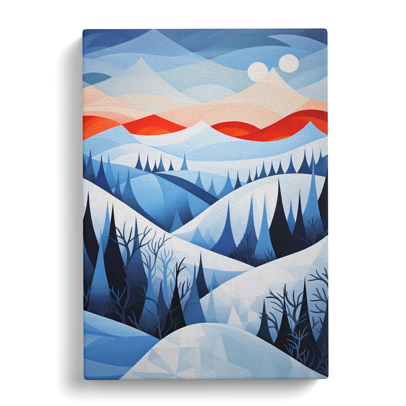 Winter Landscape Geometric - Print, 50cm H x 35cm W x 3cm D