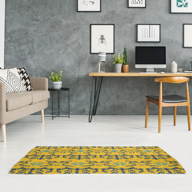 Damask Indoor Rug, Rectangle 5' x 7'