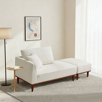 Chaise longue de style moderne avec repose-pieds, fauteuil d'appoint avec pieds en bois, ensemble de chaise longue à accoudoir gauche avec coussin décoratif pour le salon, la chambre à coucher