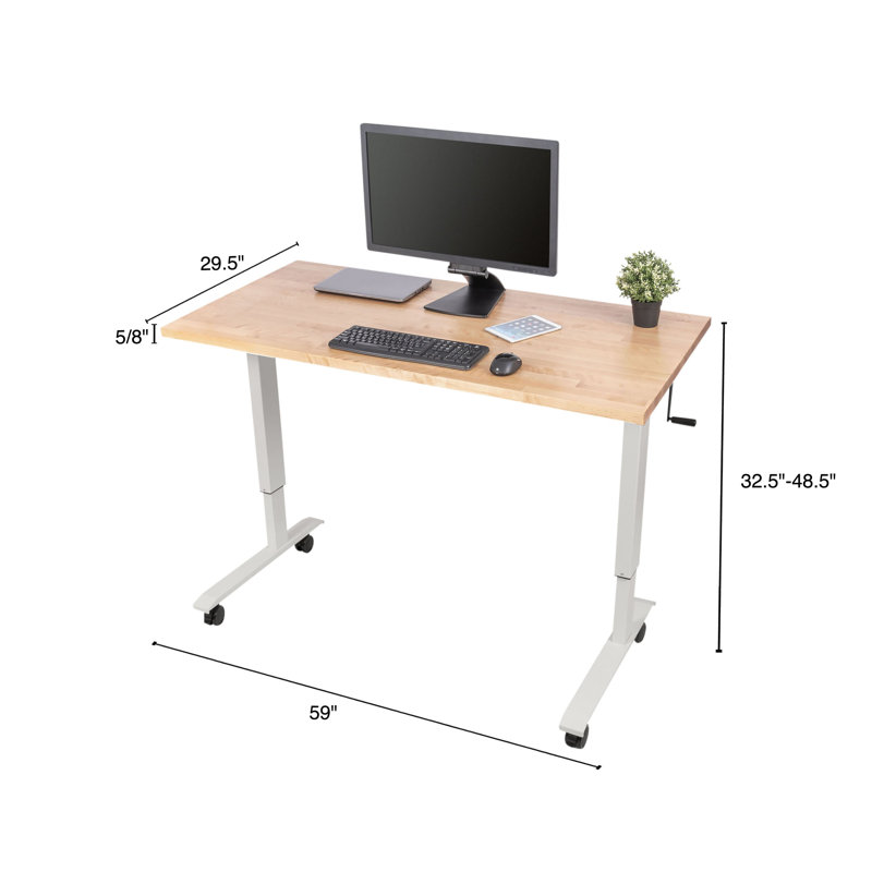 Bureau debout à hauteur ajustable Fontclair, H 32,5 po x l 59 po x P 29,5 po, Bouleau naturel / blanc