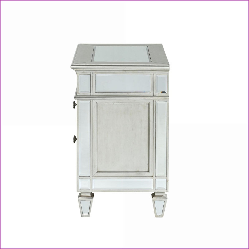 Table de chevet avec 2 tiroirs Glam, Clair