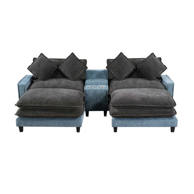 Chenille Sectional Sofa with Removable Ottomans and Integrated Storage