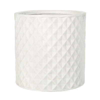 Planter - 15.41" W X D H Lightweight Concrete Antique White Outdoor Decoration Feature 15.41 Inches Magnesium Oxide Natural Stone Finish For Gardens And Porches