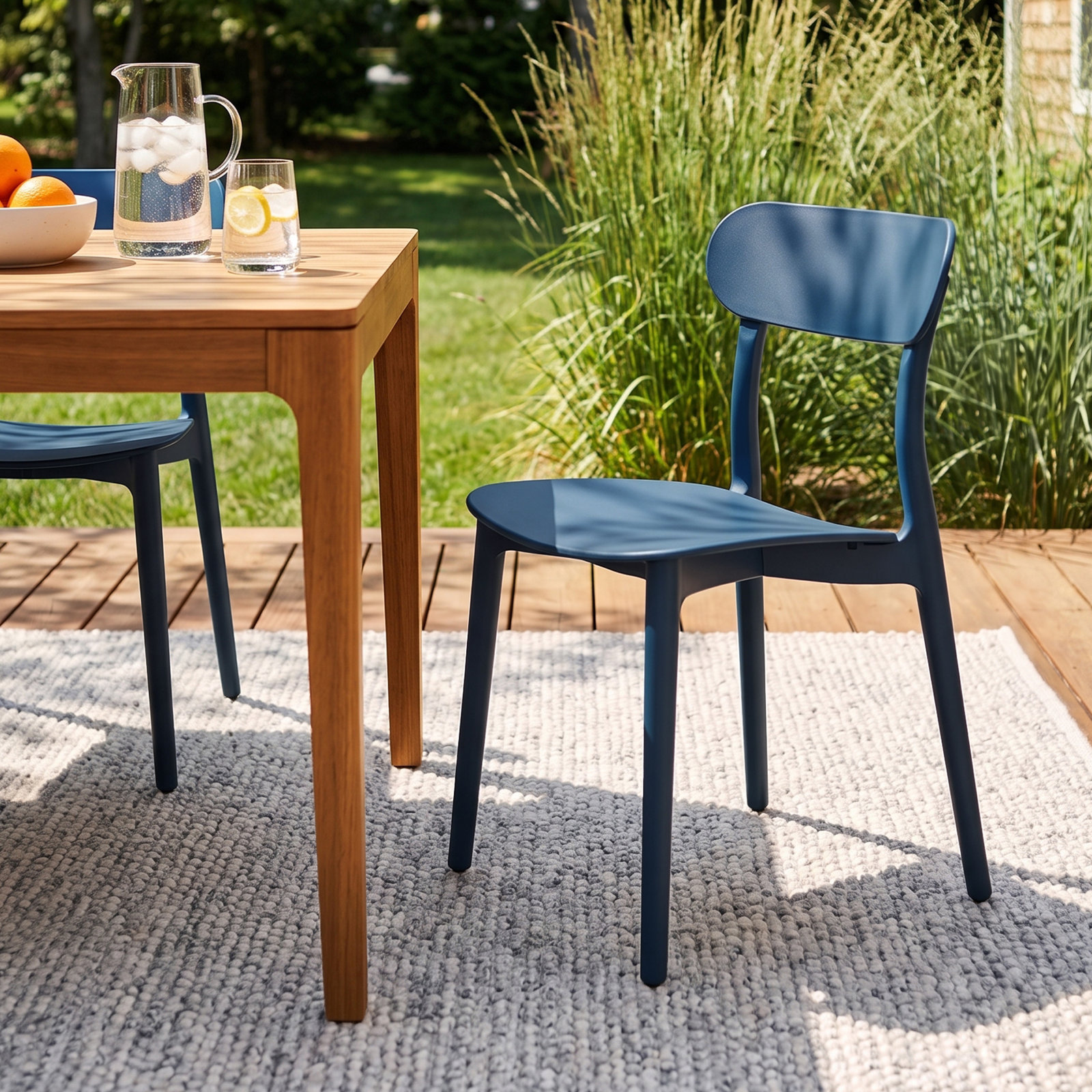 Romona Patio Side Chair, Navy
