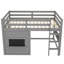 Lit mezzanine pleine grandeur avec tableau noir coulissant, bibliothèque intégrée et rails de sécurité, lit mezzanine pour enfants gris et uni-1286650593-1286650596
