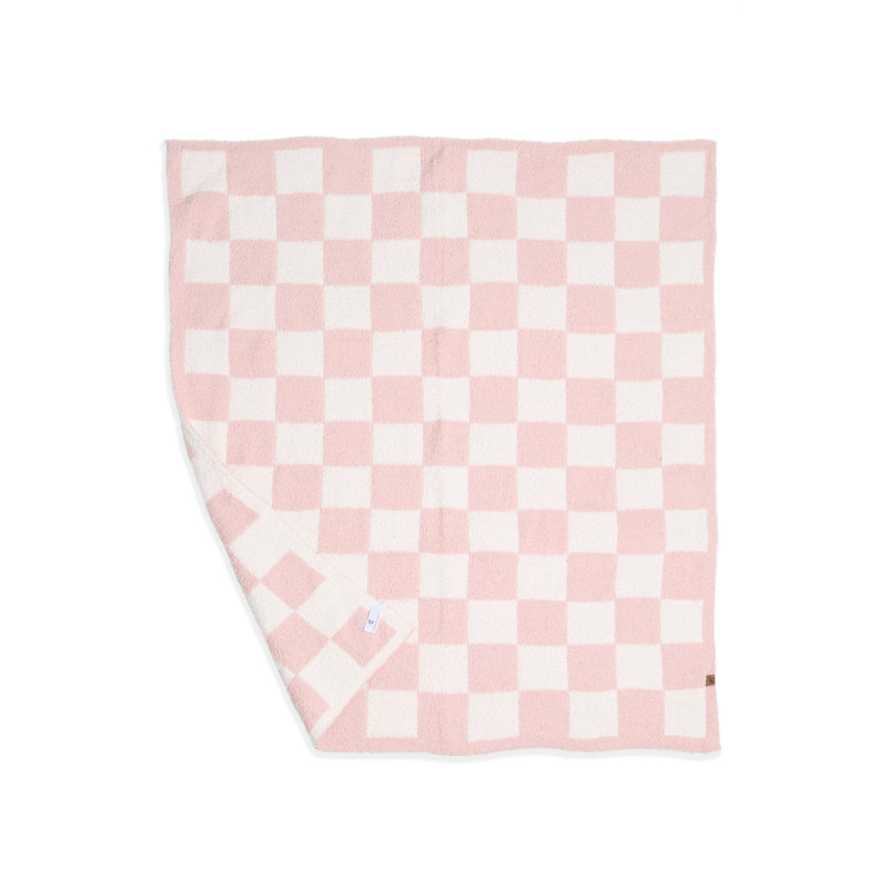 Children's Checkered Pattern Luxury Soft Throw Blanket, Pink