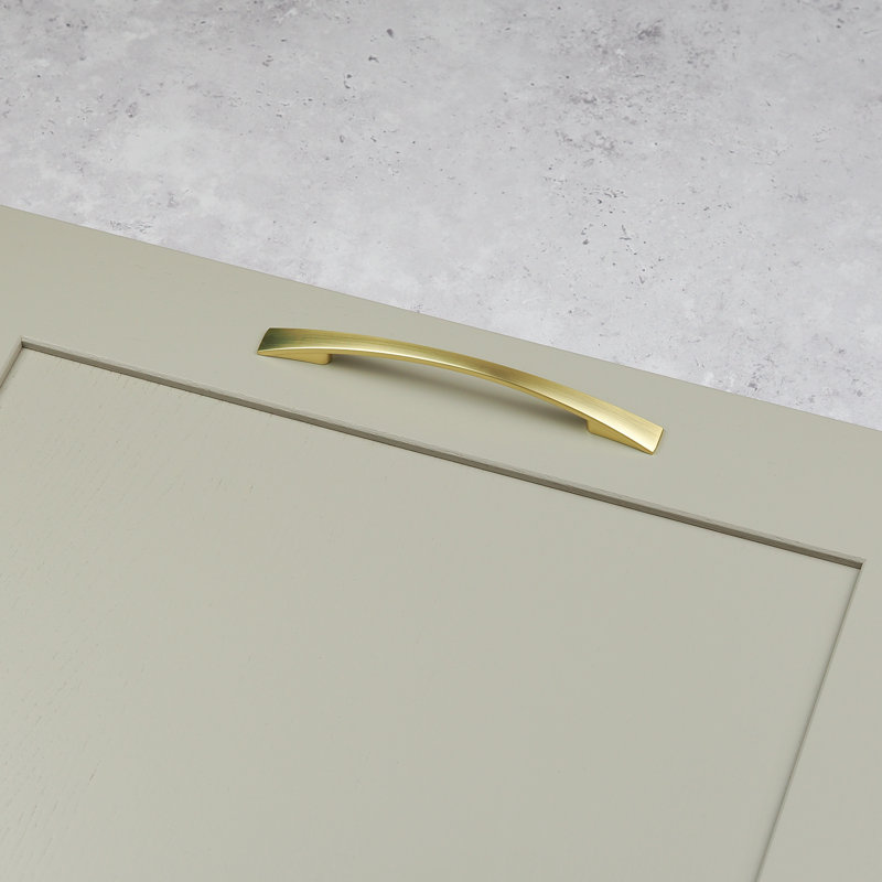 Brushed Brass Slim Bow Handles, 128mm