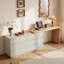 Bureau d'ordinateur en L avec table de bureau extensible avec 6 tiroirs l 47,2 po Talyiah