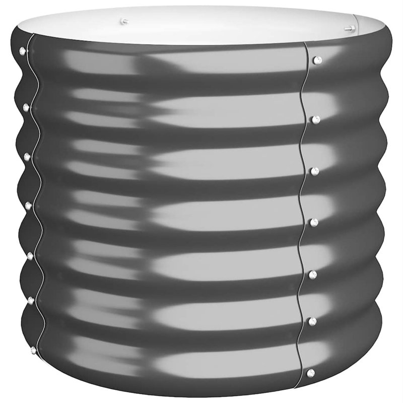 Garden Planter Anthracite Powder-Coated Steel Medium Outdoor Planter Modern, Anthracite, 15.7" H x 15.7" W x 14.2" D