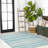 Raygoza Wavy Stripe Modern Aqua/Cream Indoor/Outdoor Rug-69806852