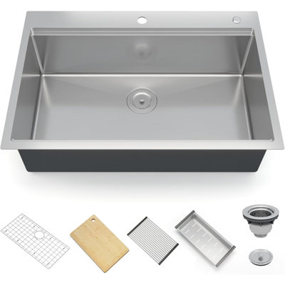 34.6456'' L Single Bowl Stainless Steel Kitchen Sink