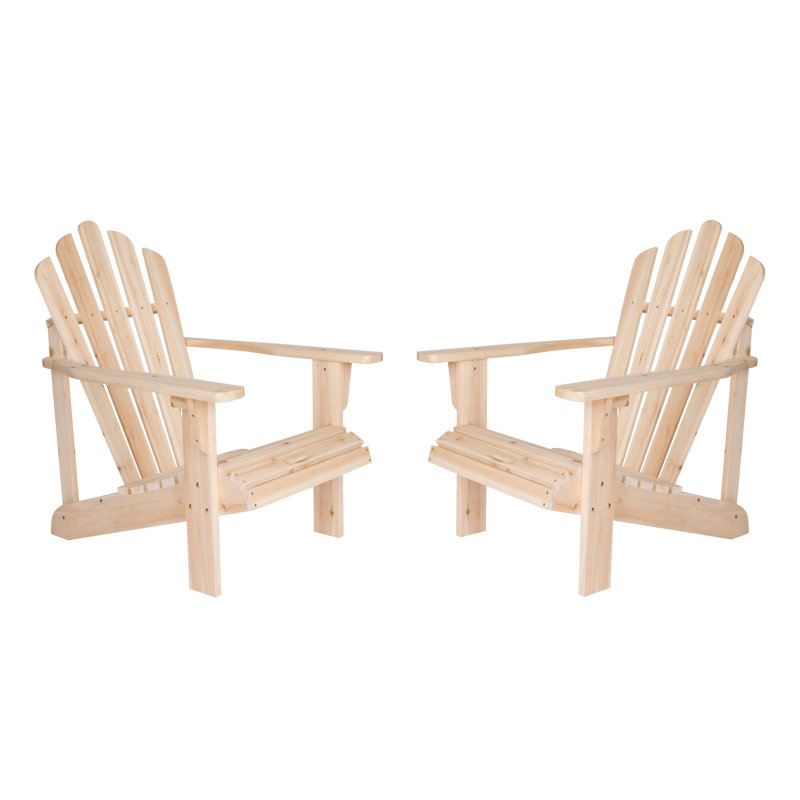 Adiraica Solid Wood Outdoor Adirondack Chair, Natural