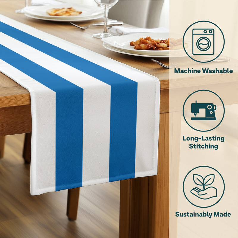 Royal Striped Table Runner 108" x 14", 108" L x 14" W, White