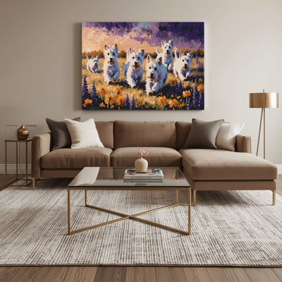 Dogs West Highland White Terrier Brown Canvas Wall Art