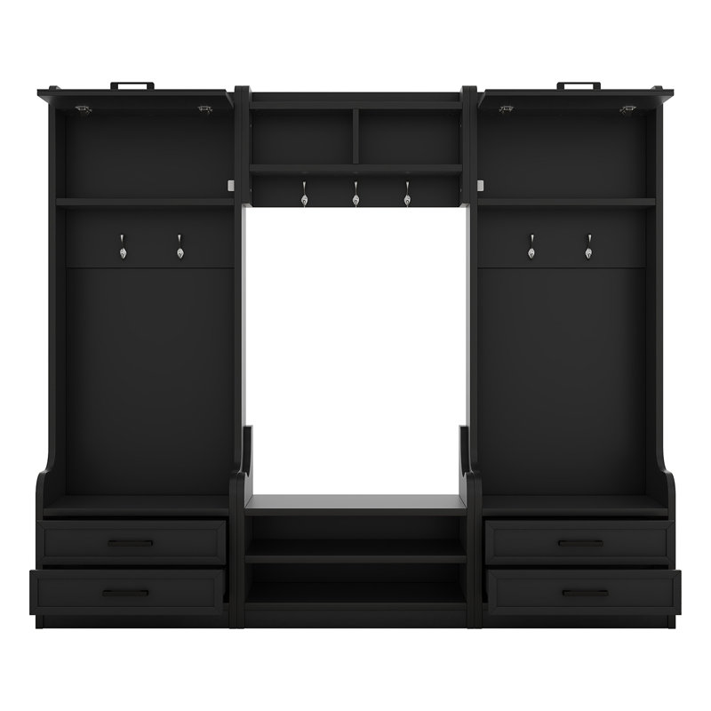 4-In-1 Detachable Hall Tree With Storage And 7 Hooks, Black