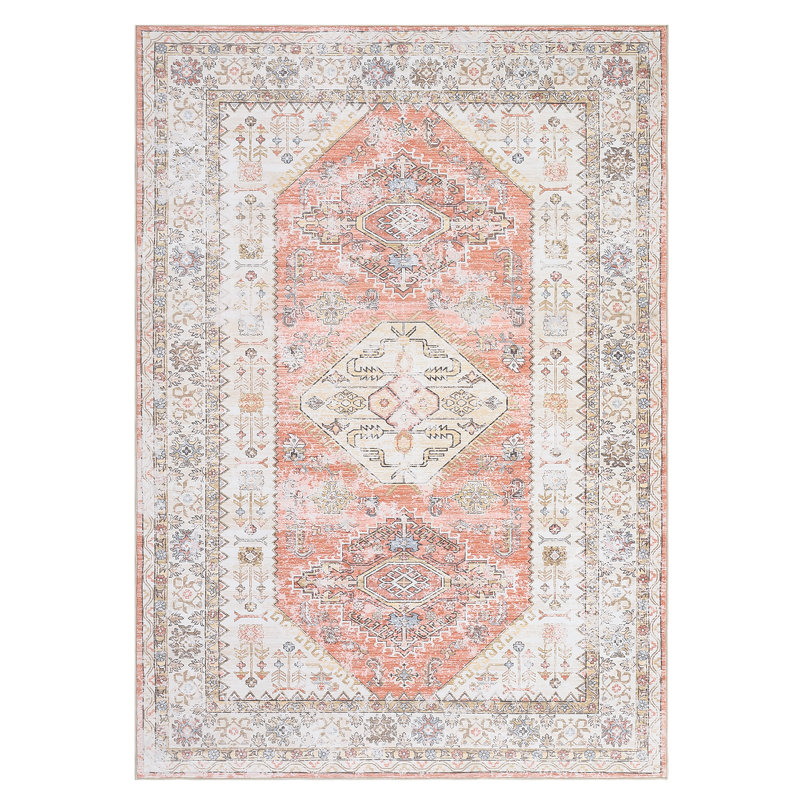 Vintage Floral Distressed Printed Area Rug Machine Washable Non Slip Stain Resistant Bodered Low Pile Ultra Thin Pet Friendly Vacuum Clean Easy To Clean Floor Carpet for Living Room