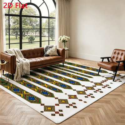 Tapis rayé Boho, tapis de sol à motif géométrique de style bohémien, doux moelleux et antidérapant lavable pour le salon, la chambre à coucher, le couloir, la décoration intérieure et les accessoires