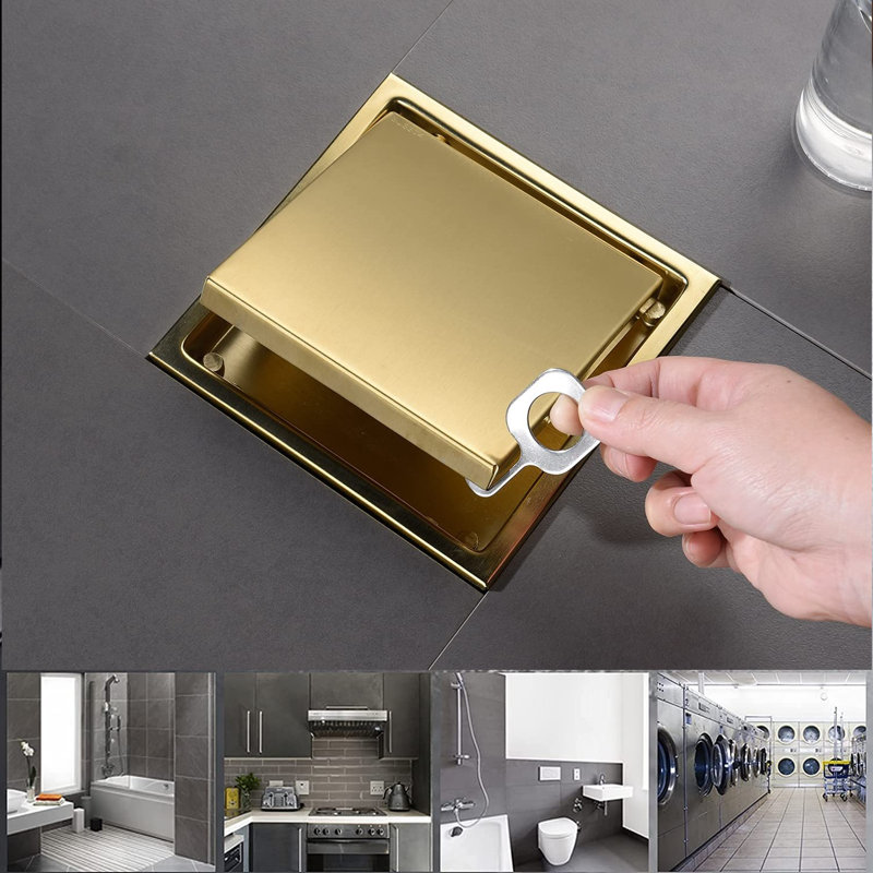 Drain de douche en acier inoxydable 6 pouces, Or brossé