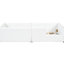 Lit simple tapissier blanc avec garde-corps et charge fiable - Taille sans fil