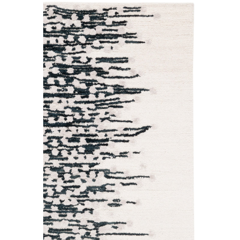 Metro Hand Tufted Wool/Cotton Abstract Rug in Ivory/Black, Rectangle 6' x 9'