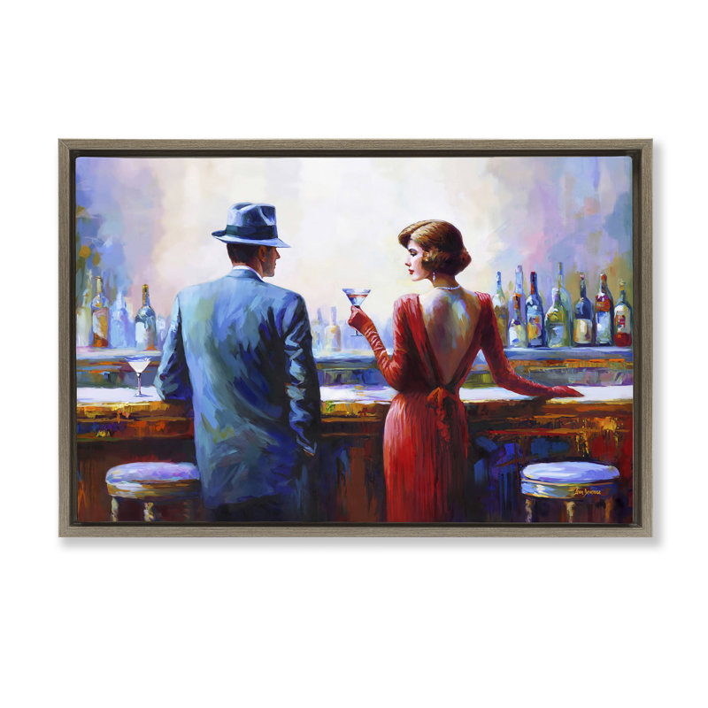 "L'énigme de l'attraction", par Leon Devenice, H 17 po x l 25 po, Cadre flottant orme Montalcino
