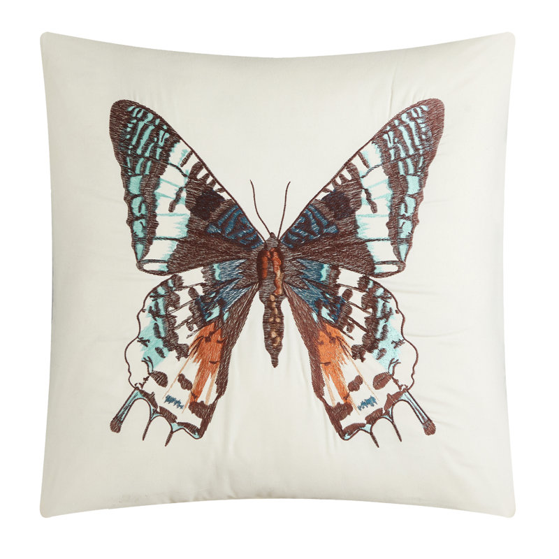 Butterfly Print 7 Piece Comforter Set, Queen Comforter + 6 Additional Pieces