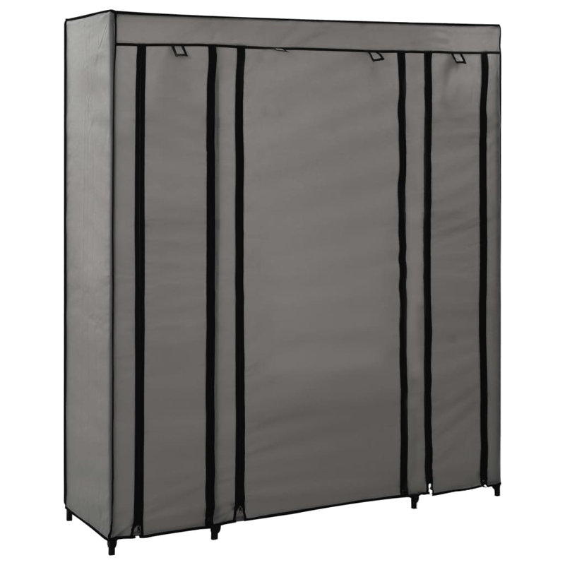 3 Door Fabric Wardrobe, Grey