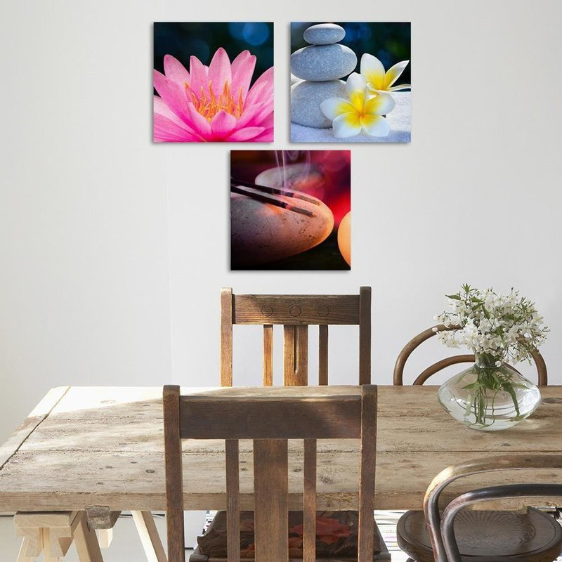 3-tlg. Leinwandbilder-Set Flower Relaxation Zen