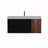 48” Wall-Mounted Bathroom Vanity – Walnut & Black, Glossy White Solid Surface Sink