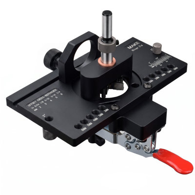 Black Aluminum 35mm Hinge Boring Jig, Concealed Cabinet‑Door Hinge Drill Locator Guide, Adjustable‑Offset Hole‑Drilling Template for Furniture‑Making and Carpentry Projects