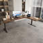 Bureau en bois massif en forme de L brun noisette + réglable en L noir + acier au carbone-826409524-826409529