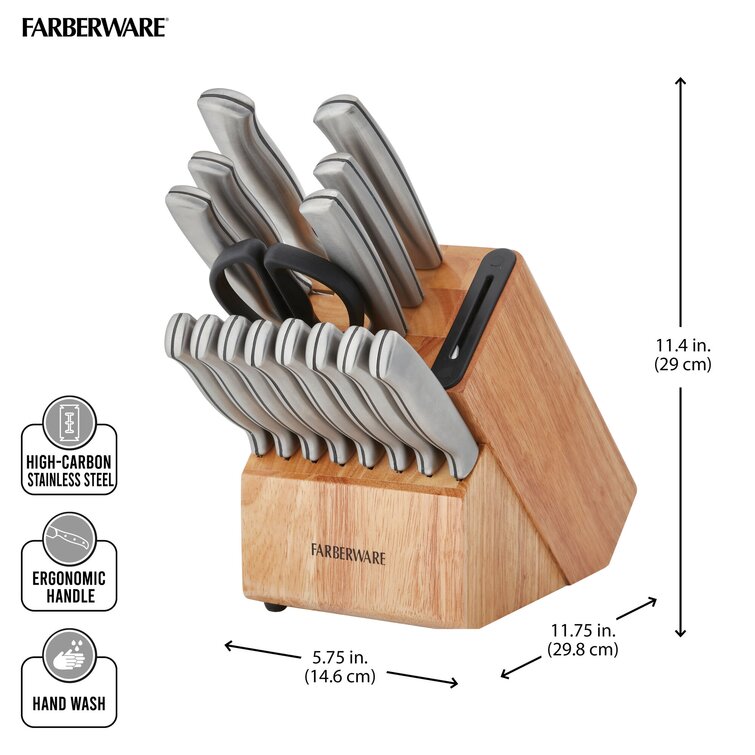 Farberware® Edgekeeper 18-pc. Forged Stainless Steel Knife Block Set with  Built-In Sharpener