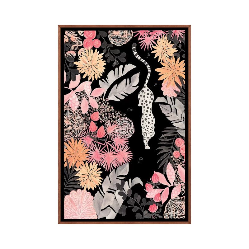 Art de pédoncule leopard, Toile avec cadre en bois classique, H 48 po x l 32 po x P 1,5 po