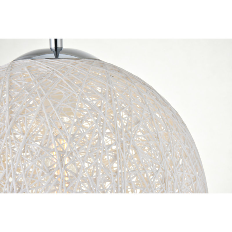 Luminaire suspendu sphérique 1 lumière Daven, H 12,8 po x l 11,8 po x P 11,8 po, Chrome