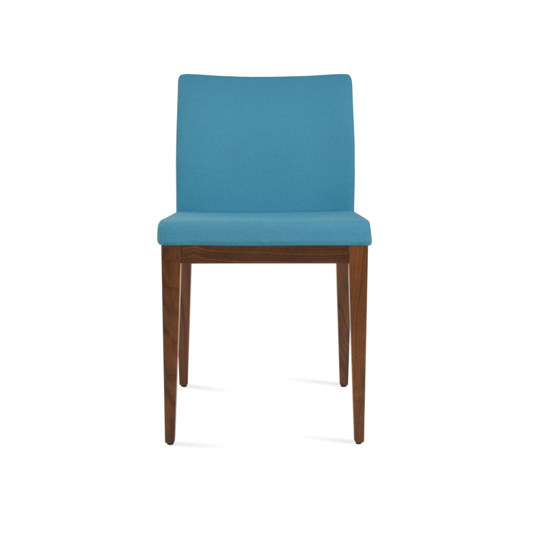 Aria Wood Dining Chair, Camira Wool - Turquoise, Walnut