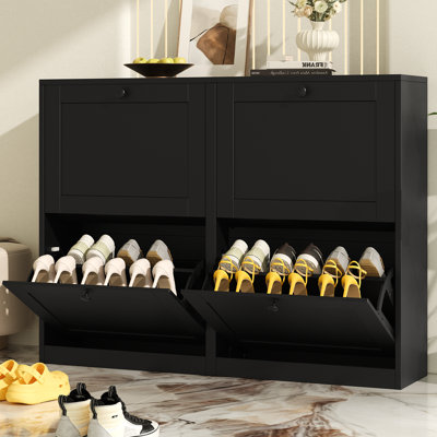 Shoe Storage Cabinet with 4 Flip Drawers and Adjustable Shelf, for Entryway, Hallway, Living Room