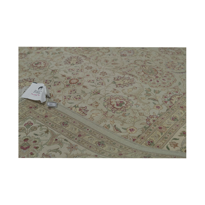 Tapis beige et ivoire de haute qualité noué à la main