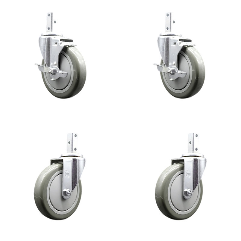 4 Piece Polyurethane Caster Set, Gray