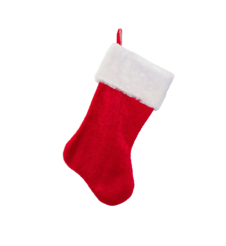 Chaussette de Noël 17,5 po traditionnelle rouge avec bordure blanche