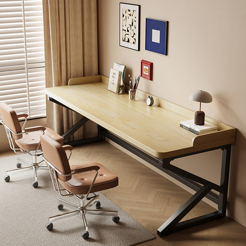 Bureau d'écriture rectangulaire en bois massif noir, H 29,53 po x l 86,61 po x P 31,5 po, Noir