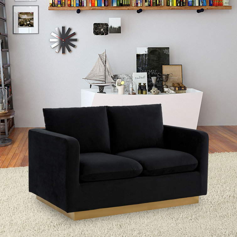 Berengarius 55" Modern Loveseat Upholstered in Velvet with Removable Cushions