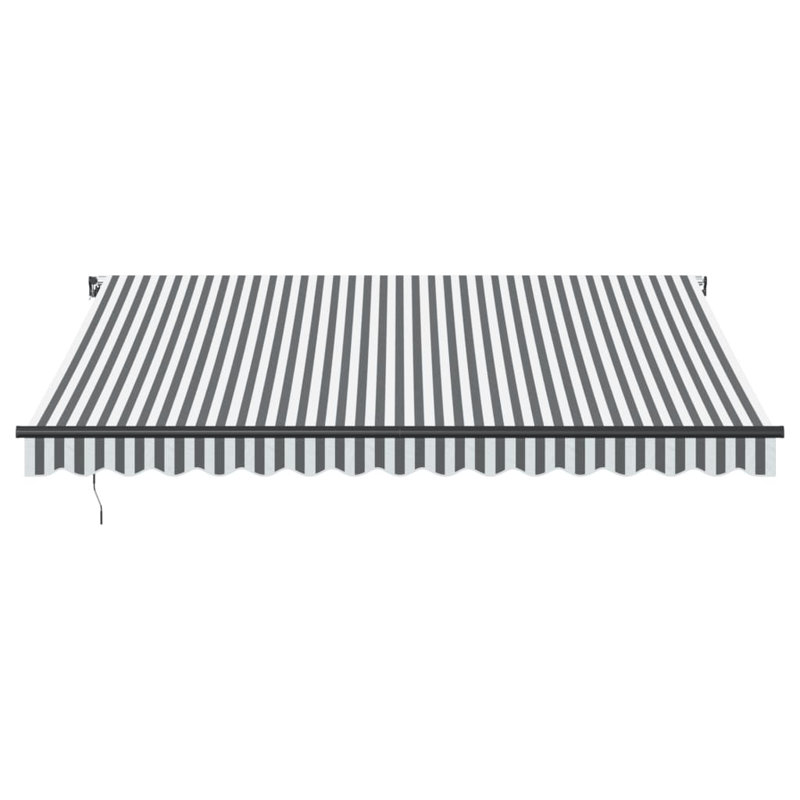 Longshore Tides Polyester Retractable Patio Awning, 400 x 350cm, Striped, White/Anthracite/Black